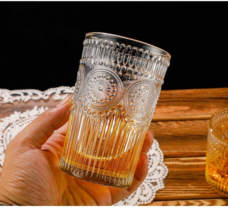 Food - grade certified 380ml glass water cup, suitable for home use with whisky and wine. Heat - resistant, a must - have for family gatherings
