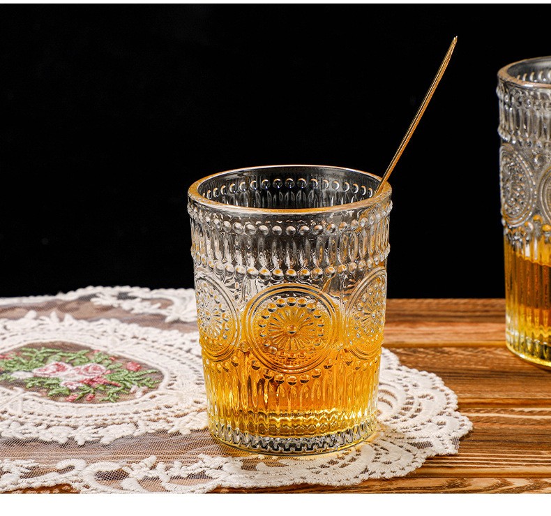 Food - grade certified 300ml glass water cup, suitable for home use with whisky and wine. Heat - resistant, a must - have for family gatherings