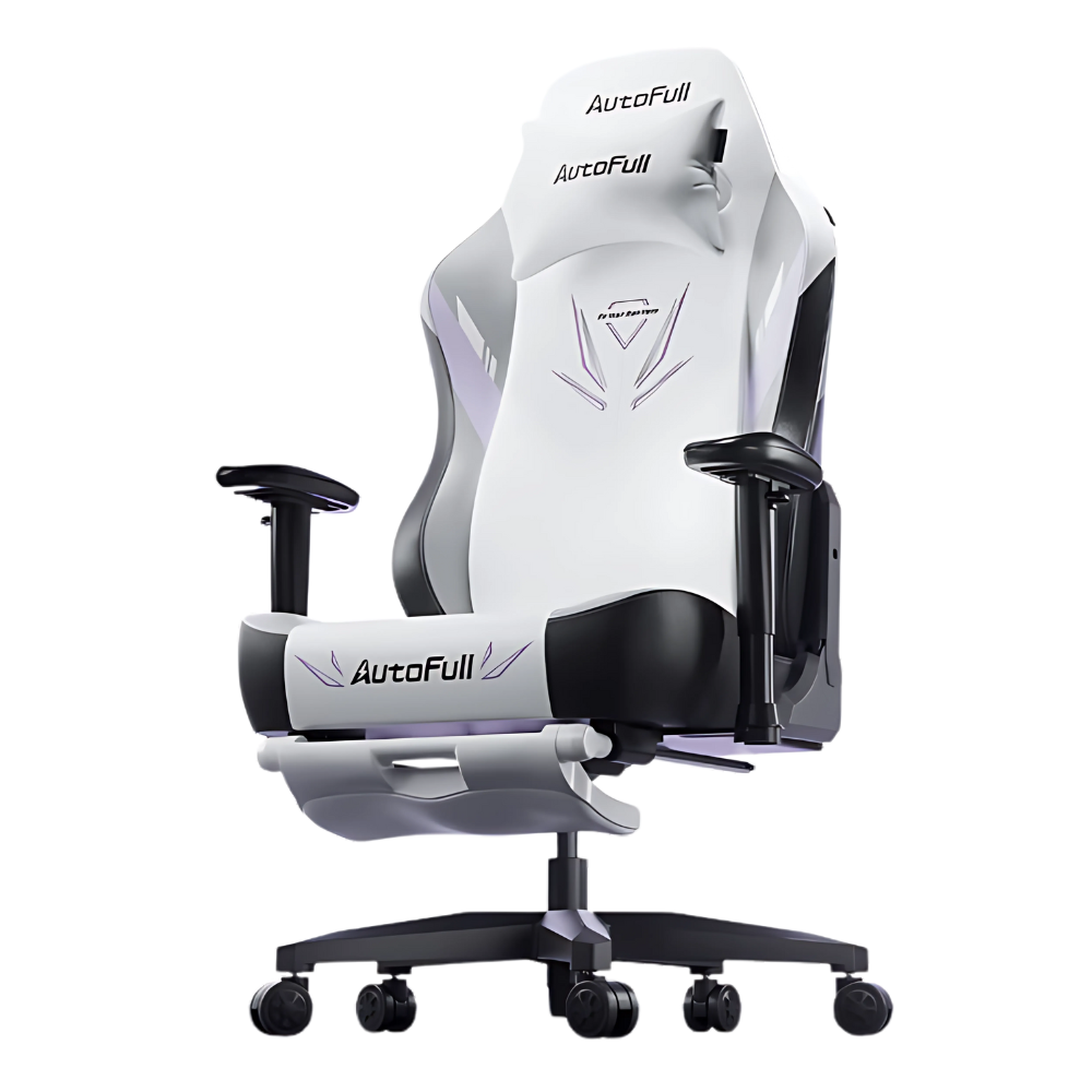 AutoFull C3 Whirlwind E-Sport Gaming Chair With Built In Lumbar Support (AF301BSSA)(White & Electric Purple)