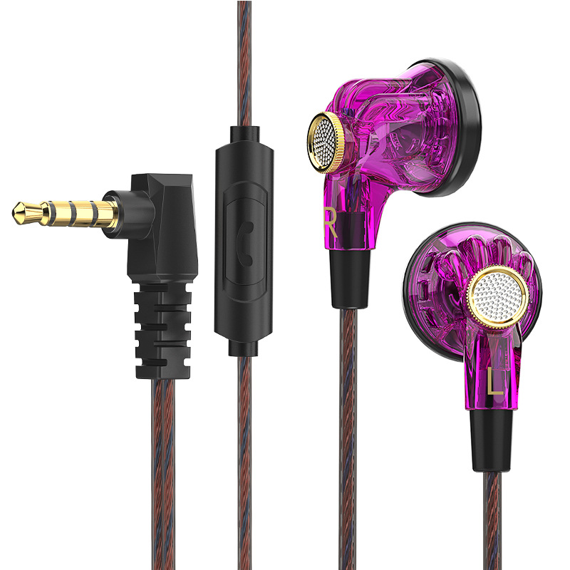 QKZ-MDR Entry-level Flat Headset New 16MM GiantMoving Coil(purple)