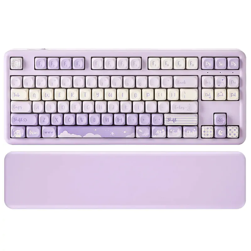 YUNZII B87 QMK/VIA Hot-Swap Mechanical Keyboard with Wrist Rest Purple - Cocoa Cream V2 Switch (KBYZB87PPLCC)