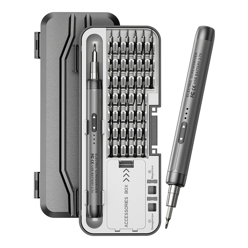 46-in-1 Precision Electric Screwdriver Set – Rechargeable, High Torque, Low Noise, Long Battery Life, Compact Repair Tool for Home & Electronics-Grey