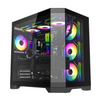 Gamemax Computer case, Fish  tank ATX Case, 4 x ARGB fan - Black