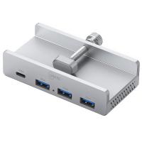 Cruxtec 4-Port Aluminum Clamp USB 3.0 HUB with USB-C Power Supply Port (TC3-1C3A-SV )