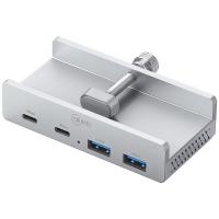 Cruxtec 4-Port Aluminum Clamp USB 3.1 Gen2 10Gbps Hub with USB-C Power Supply Port (TC3-2C2A-SV)