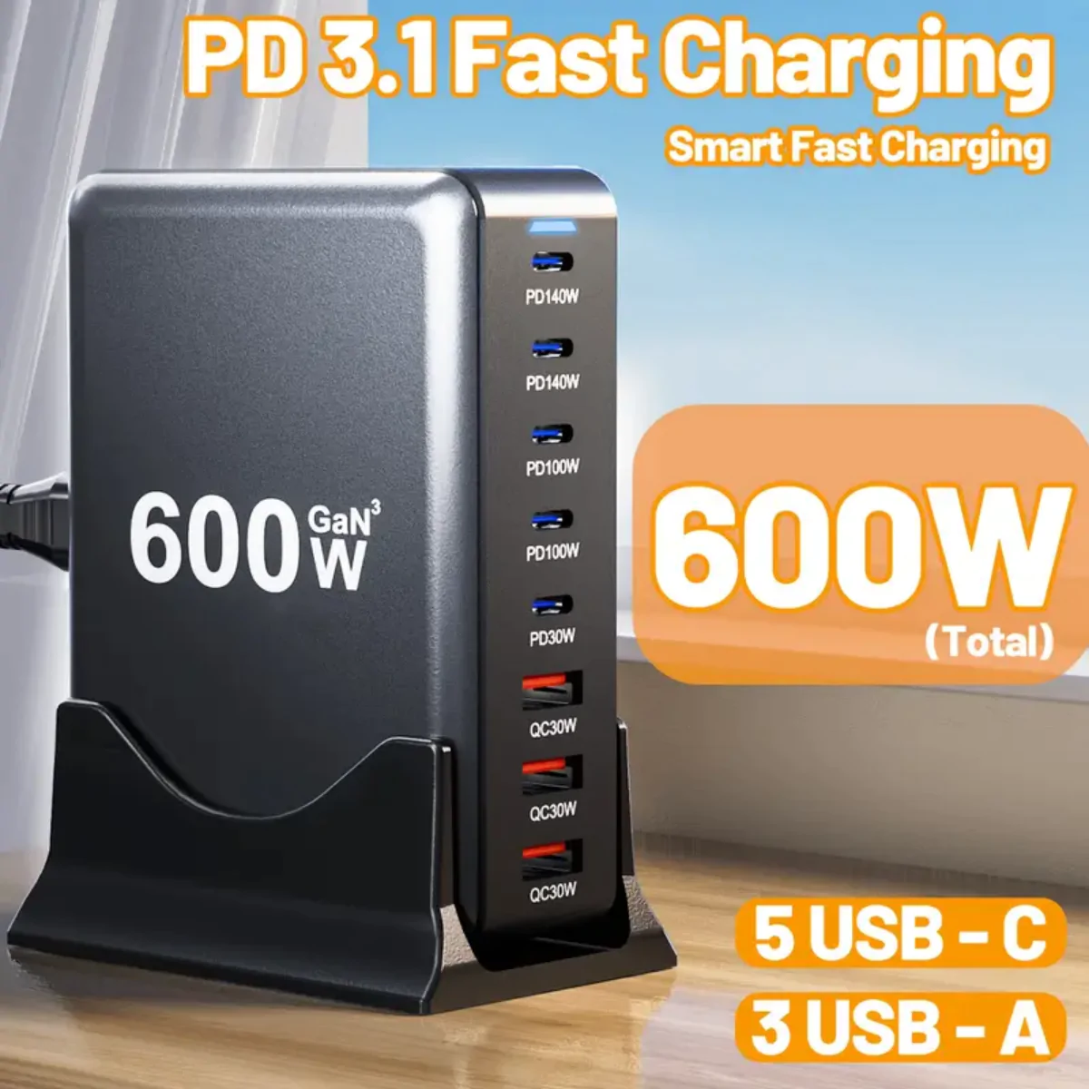 600W USB C Charger, Surge Protector 140W GaN Charger, 8-Ports 100W Fast  Charging Station For MacBook Pro 16, Laptop, IPad, Samsung S24, Steam Deck  - Umart.com.au