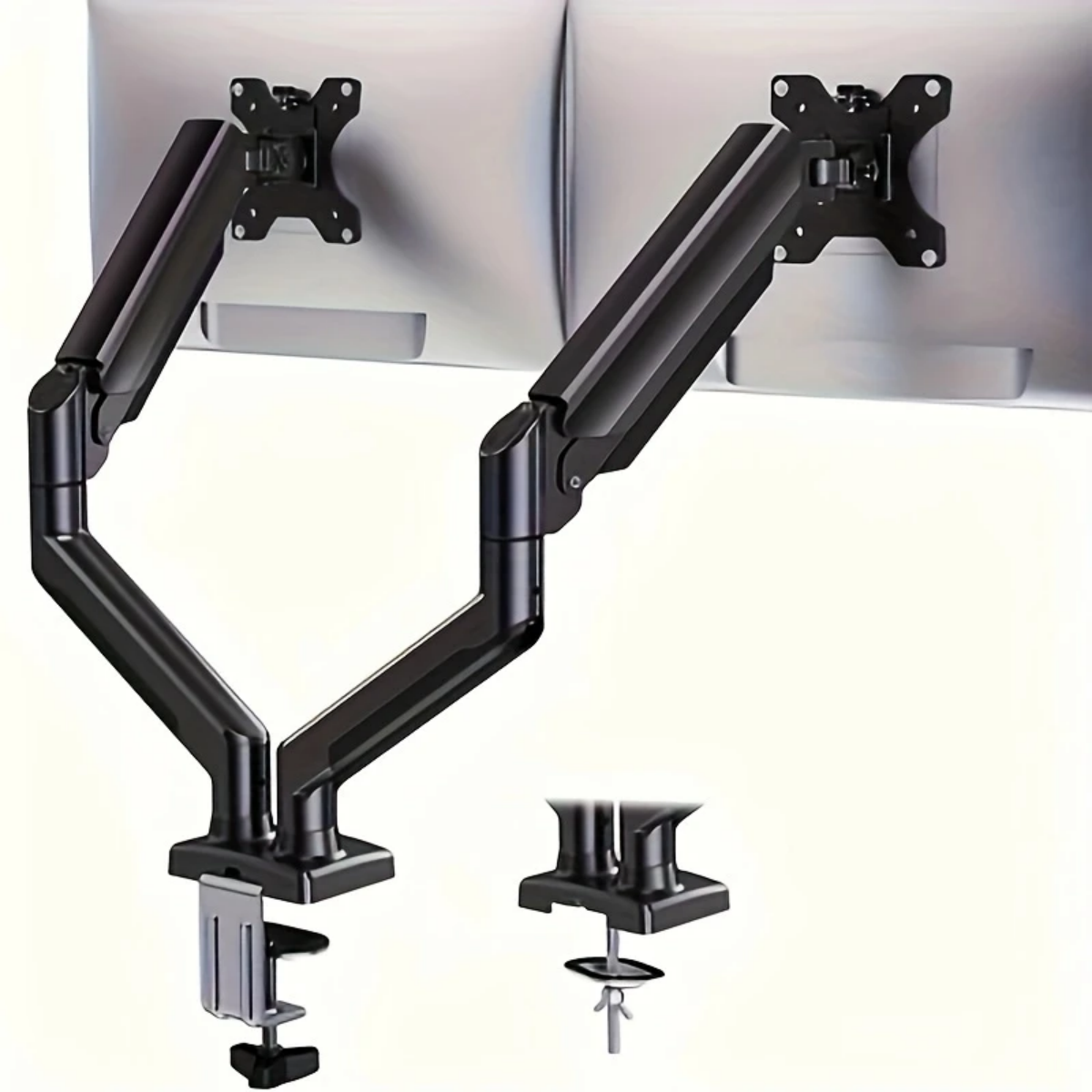 Dual Monitor Stand, 360° Rotation, +/-90° Swivel, +70°/-45° Tilt, Heavy-Duty Metal VESA Mount for 13 to 34 Inch Screens - Black