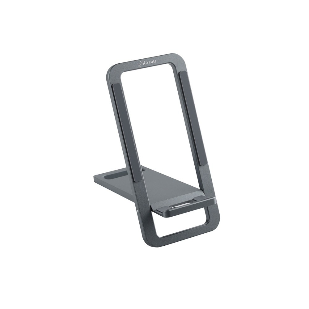 iCreate Metal Holder Stand Portable Card-type Foldable X Shape Stand for Smartphone - Grey