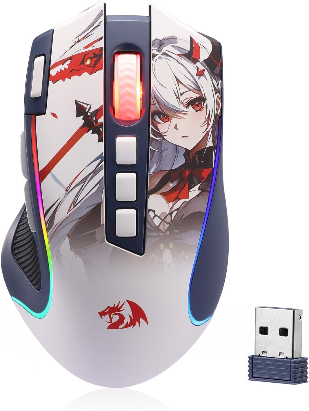 Redragon M612AK PRO RGB Gaming 8000 DPI Wired/Wireless Optical Mouse,9 Programmable Buttons & 7 Backlit Modes, BT & 2.4G Wireless, Software Supports