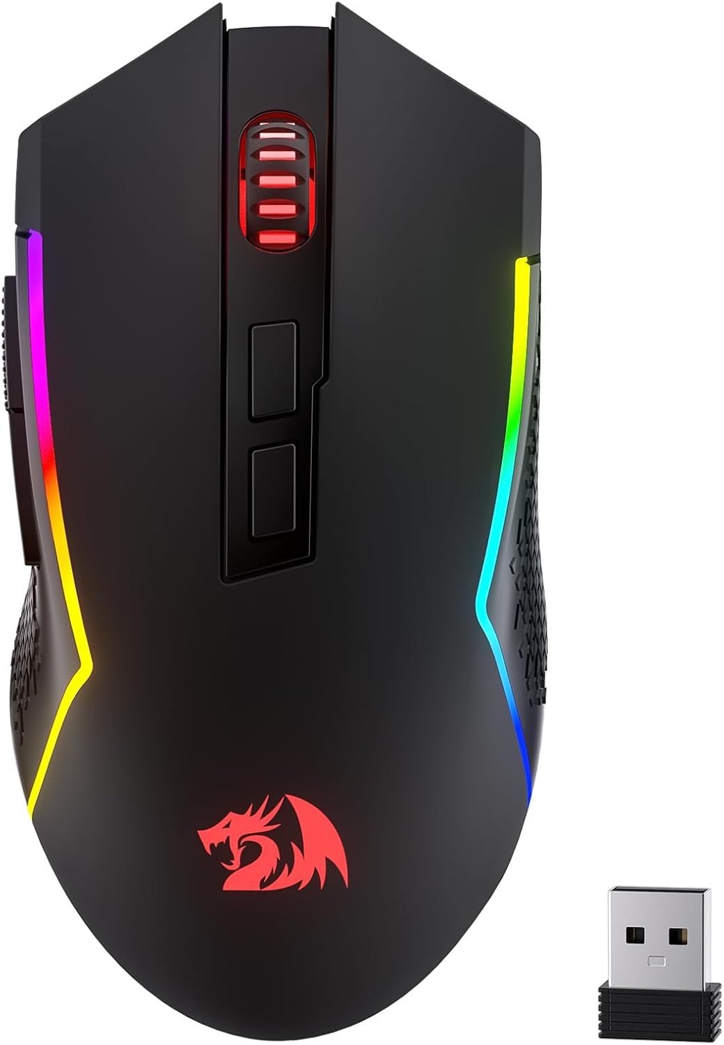 Redragon M693 LIT Wireless Gaming Mouse 12800 DPI Mice w/ 3-Mode Connection, BT & 2.4G Wireless, 7 Macro Buttons, Reliable Power Capacity