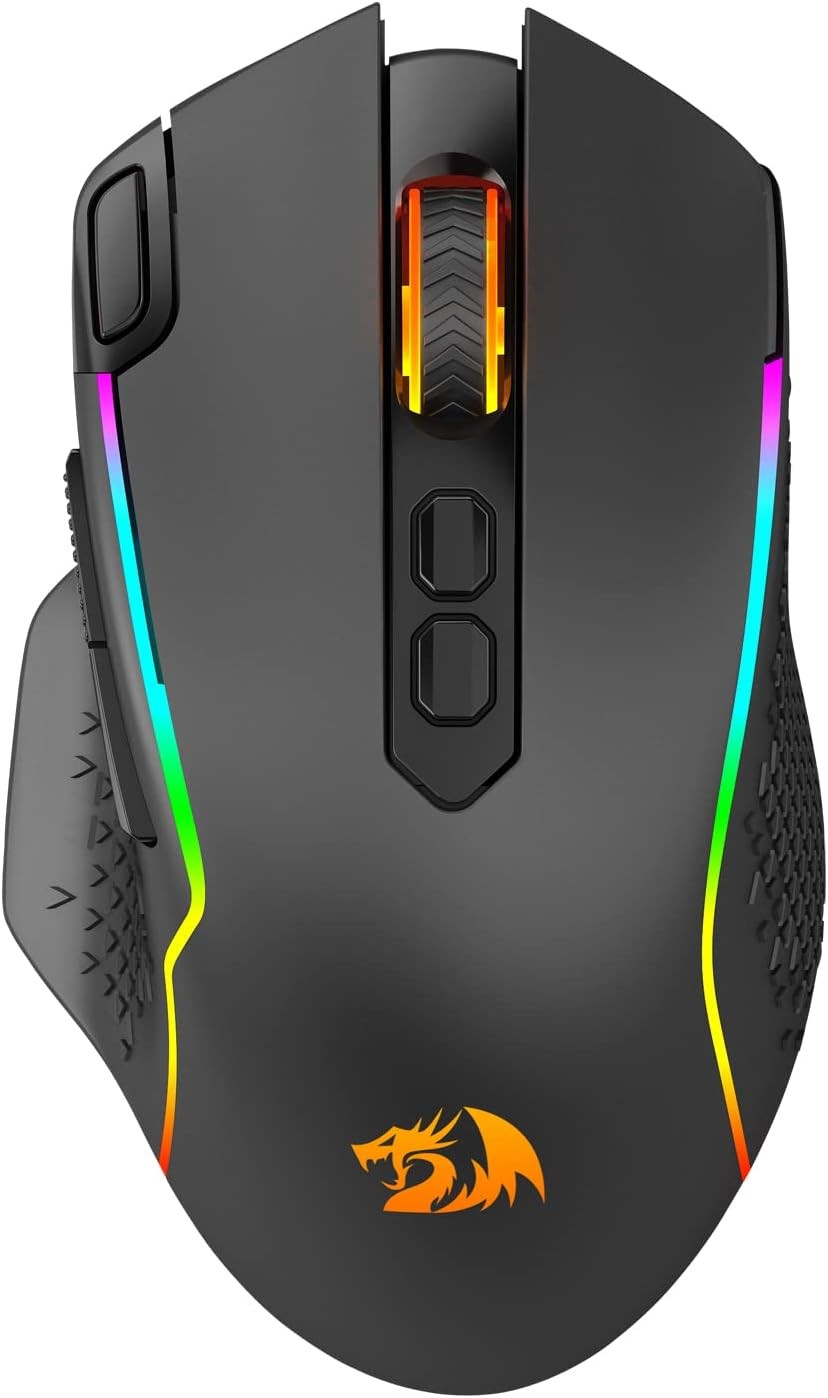 Redragon M810 MAX Wireless Gaming 12000 DPI 3-Mode RGB Mouse,Rapid Fire Key, 8 Macro Buttons, 45-Hour Reliable Power Capacity and RGB Backlit