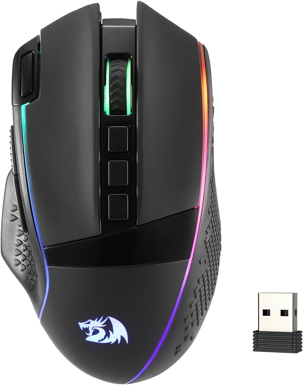 Redragon M991 Wireless Gaming Mouse, 26000 DPI 3-Mode Gamer Mice Rapid Fire Key, 9 Macro Buttons, Powerful Capacity and RGB Backlight, Black