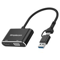 Simplecom USB 3.0 and USB-C to HDMI + FHD 1080p VGA Video Card Adapter (DA326C)