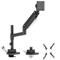 Brateck Super Heavy-Duty Pole-Mounted Gas Spring Monitor Arm with USB-A and USB-C Ports - Matte Black (LDT80-C012UCP)