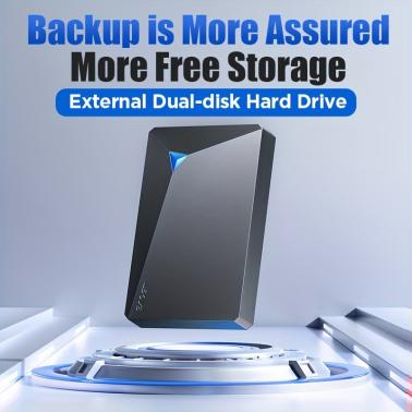 1TB USB 3.0 External Hard Disk Drive Portable Hdd Storage Device 2.5inh USB 3.0 HDD Internal Mechanical Hard Drive, Dual Disk Design Plug And Play for