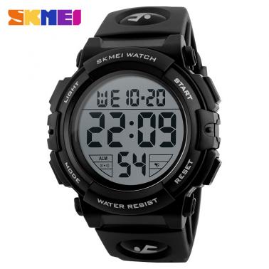 Men's large dial waterproof watch multifunctional outdoor sports trend electronic watch 1258-black