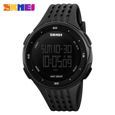 Men's multifunctional waterproof sports electronic watch with large dial for male students, mountain climbing outdoor watch 1219-black