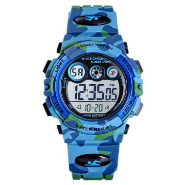 Single display electronic watch, student children's sports multifunctional shockproof and waterproof watch 1547-light blue