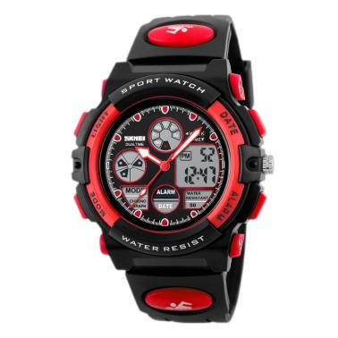 Waterproof multifunctional sports watch electronic student children's electronic watch 1163-red