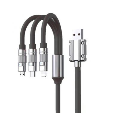 One to three data cable 120W fast charging TYPE-C three in one mobile phone charging cable aixian001-black