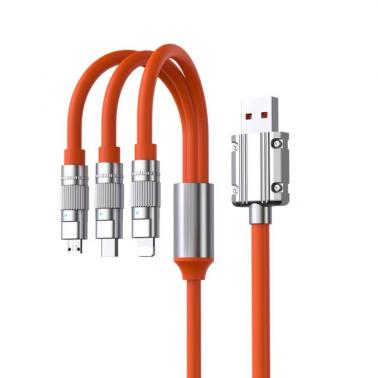 One to three data cable 120W fast charging TYPE-C three in one mobile phone charging cable aixian001-orange