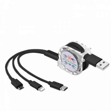 One to three telescopic data cable, three in one multifunctional mobile phone charging cable duruier-black