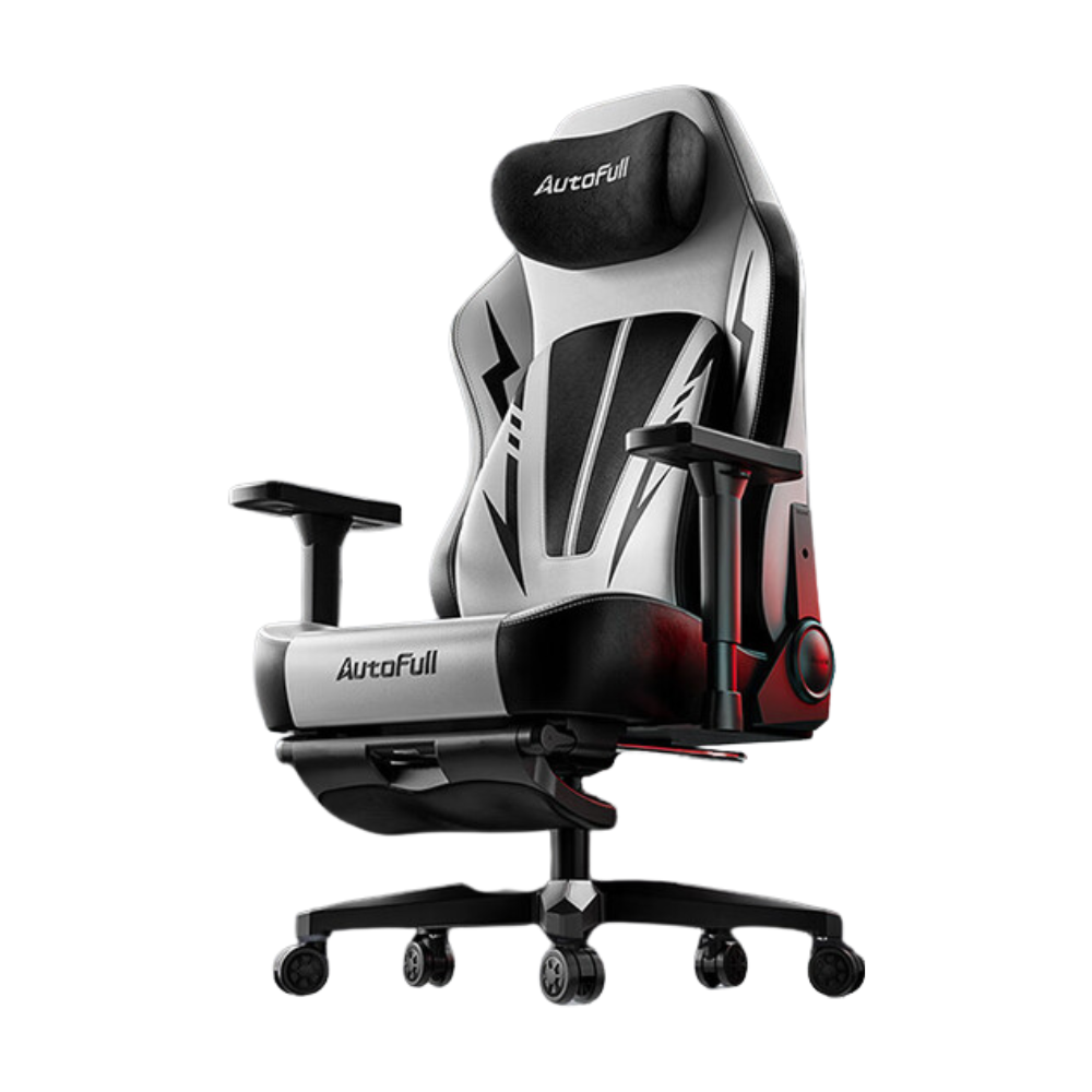 AutoFull C3Pro Gaming Chair With 3D Headrest & Advanced Lumbar support (Silver & Black)