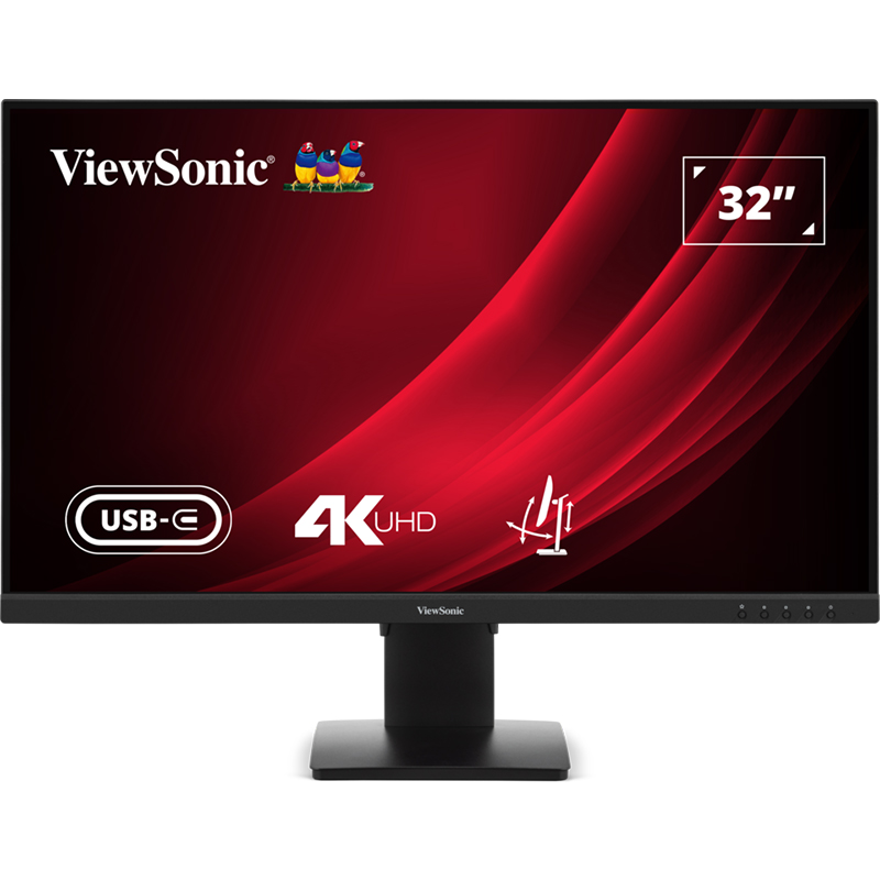 ViewSonic 32in 4K UHD VA Ergonomic Monitor with USB-C and Built-in Speakers (VG3208U-4K)