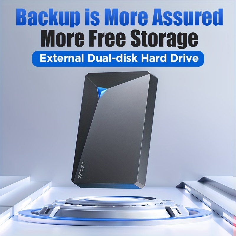 1TB USB 3.0 External Hard Disk Drive Portable Hdd Storage Device 2.5inh USB 3.0 HDD Internal Mechanical Hard Drive, Dual Disk Design Plug And Play for