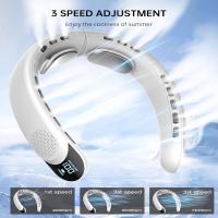 Neck Fan - Bladeless 3-Speed Cooling, 360° Airflow with LED Display, USB Rechargeable for Home, Office, Travel - White & Black Design, Perfect Gift