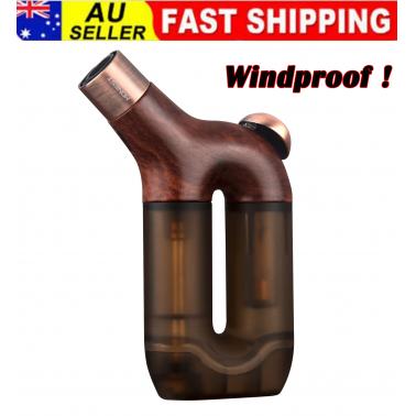 Windproof Portable 1 Jet Flame Torch Cigar Lighter Fuel Refillable No Gas Brown