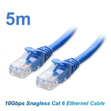 5m Cat 6 Ethernet Cable Blue, 10Gbps 550MHz High Speed Network LAN Patch Cord, Snagless RJ45 26AWG Bare Copper Wire for Router, PC, & PoE