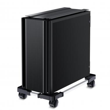 Adjustable PC Case Stand Trolley, Heavy Duty CPU Holder with Locking Castors for Easy Mobility, Under Desk Gaming Computer Cooling Mount