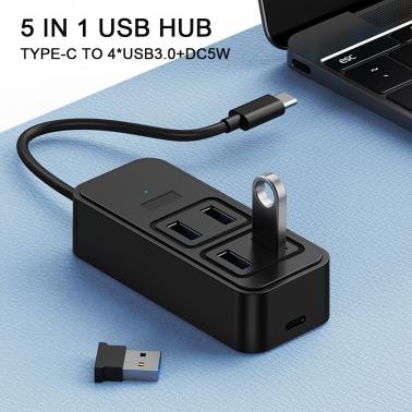 USB C Hub 5in1 Docking Station 4 USB 3.0 Port 1 Type C DC 5W Power Delivery Hub USB A Adapter Fast Data Transfer USB Splitter for Macbook Computer Etc