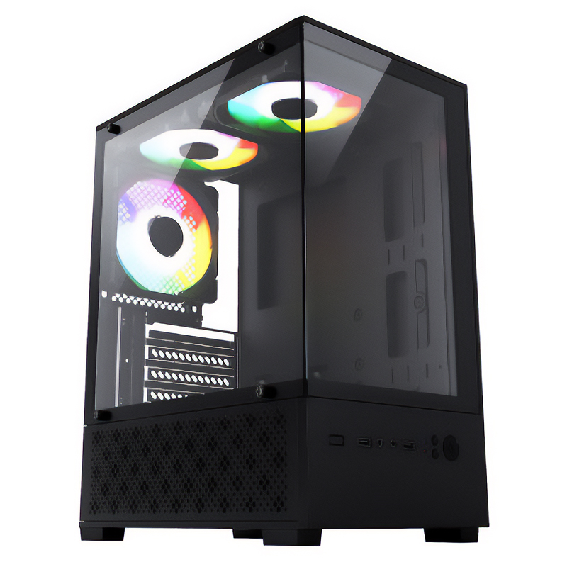Equites T8 Panoramic View mATX Case - Black (Case-T8-600)