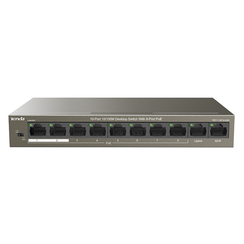 Tenda 10-Port 10/100M Desktop Switch with 8-Port PoE (TEF1110P-8-63W)