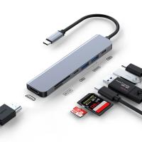 7-in-1 USB C Hub: 4K@30Hz HDTV, USB 3.0/2.0, Type C, SD/TF, PD100W Charging, Compatible with MacBook, iPad, Dell, HP, Samsung, Huawei