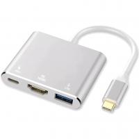 USB C to HDMI Adapter, USB Type C Adapter Multiport AV Converter with 4K HDMI Output, USB 3.0 Port and USB-C Charging Port Compatible Chromebook/MacBo