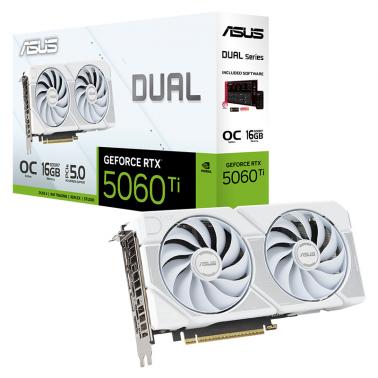 Asus Dual GeForce RTX 5060 Ti O16G Graphics Card - White (DUAL-RTX5060TI-O16G-WHITE)