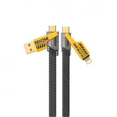 WEKOME Mechanical Style 4-in-1 Fast Charging Cable, 6A/65W Super Fast Charge, Type-C/USB Free Conversion, 480Mbps High-Speed Transfer