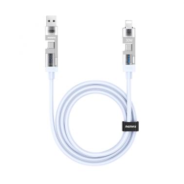REMAX 240W 4-in-1 Fast Charging Cable CB18, Transparent LED Light Interface Free Adapter, Type-C/USB Multi-Device Compatible, 480Mbps Transfer