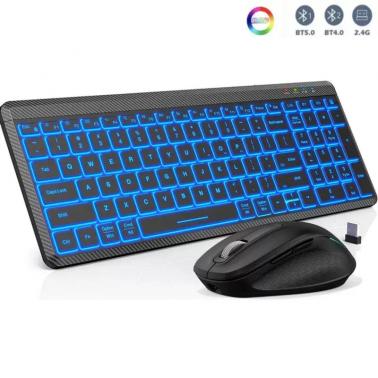 2.4G wireless Bluetooth dual-mode keyboard rechargeable fast response no delay RGB backlight silent keyboard mouse set