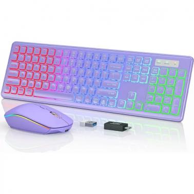 2.4G wireless dual-mode keyboard rechargeable fast response no delay RGB backlight silent keyboard mouse set