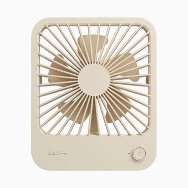 JISULIFE Desk Fan 4500mAh Battery Operated Rechargeable,180°Foldable Portable Fan,4 Speeds Adjustable Long Battery-Life for Home Office Outdoor-Brown