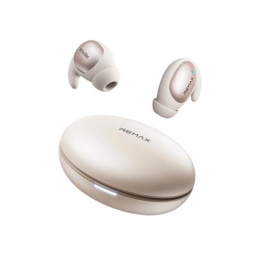 REMAX New Beige TWS-01 Sleep Bluetooth Earbuds, Physical + ENC Dual Noise Reduction, 120H Long Standby, 360° Skin-Friendly Silicone with Ear Wings