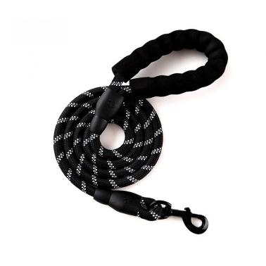 Black Reflective Dog Lead, 1.5M Heavy Duty Nylon Dog Leash for Medium & Large Dogs, Safe Outdoor Night Walking Pet Strap
