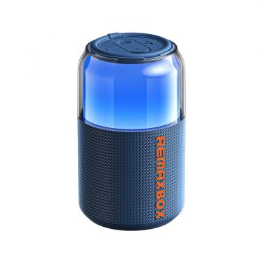 REMAX Blue RB-M21 Wireless Portable Speaker, Creative Cola Can Design, 4 RGB Lights Music Sync, 10H Playtime, 16-Core 2.25-inch Magnetic Speaker