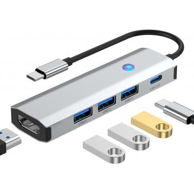 USB C Hub 5 in 1 Multiport Adapter 4K HDMI,100W Power Delivery, 3 USB-A Data Ports,USBC Dongle for Apple iPhone 16 Pro Max,iPhone 15 Pro,MacBook Pro