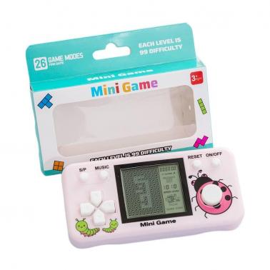Tetris game console toy, children's nostalgic retro handheld game console - Horizontal macaron pink