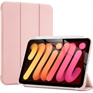 Case for iPad mini 7 A17 Pro 2024/iPad Mini 6 2021 8.3 Inch iPad mini 7th/6th Gen Case with Pencil Holder Trifold Stand Smart Folio with Soft TPU Pink